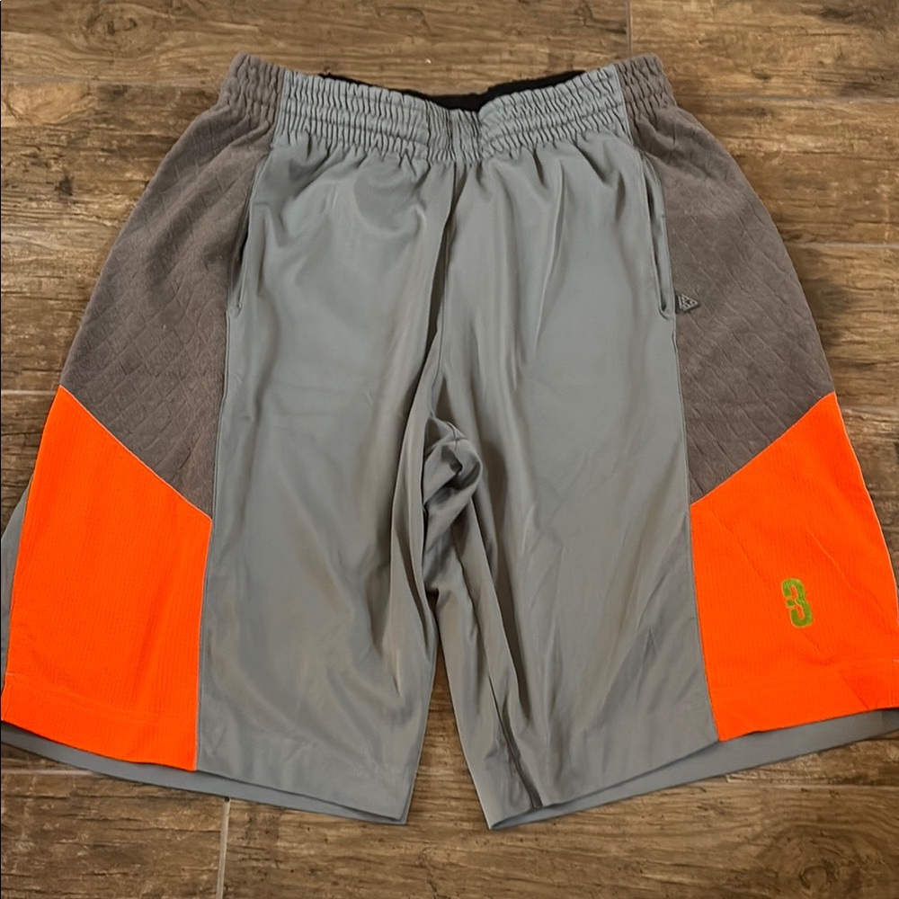 Men's Gray and Orange Athletic Shorts